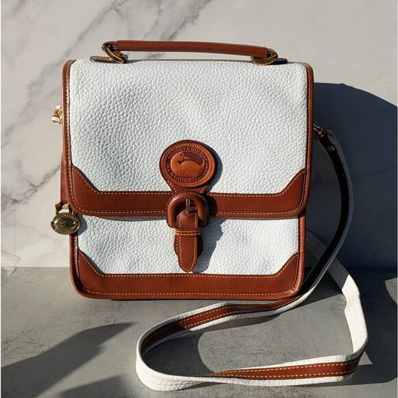 Dooney & Bourke Handbags - Dooney & Bourke Surrey Top Handle All Weather Leather White and Tan Satchel